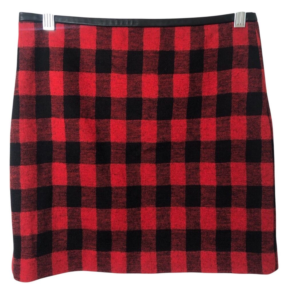 Madewell NWT Women's Red and Black Buffalo Plaid Wool Blend Mini Skirt Size 0